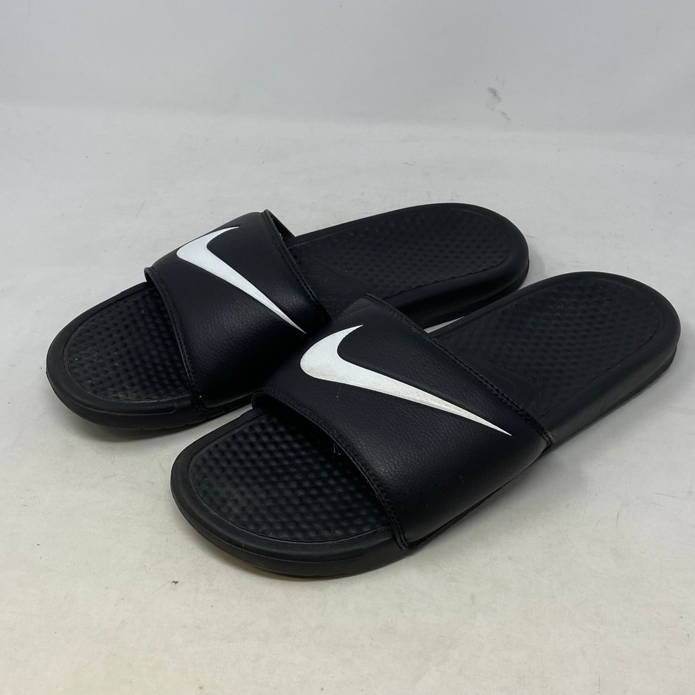 Nike Benassi JDI Black White Swoosh Slide Sandals Mens 11 312618-011